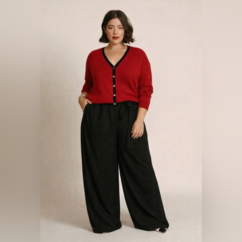 Casual Corner Annex Ribbed V Neck Red Cardigan XL - Picture 2 of 9